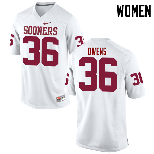 Women Oklahoma Sooners #36 Steve Owens College Football Jerseys Game-White